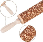 Embossed Wooden Rolling Pin Darker 3D Flower Rattan 35cm Rolling Pin - Image 3