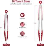 600ºF Heat Resistant Kitchen Tongs: U-Taste 9+12 inch Silicone Cooking Tong Set - Image 2