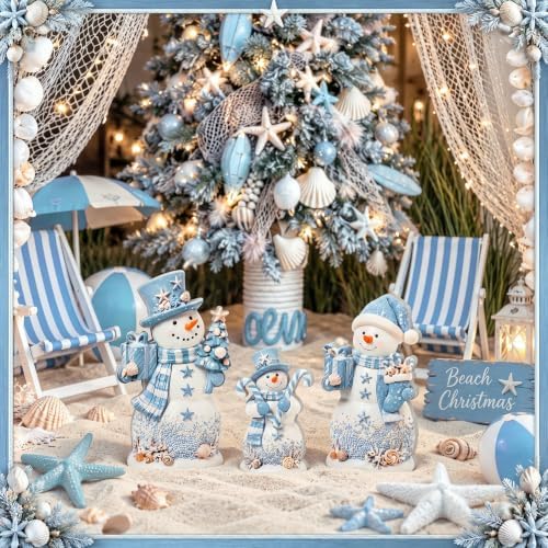 Suzile 3 Pcs Christmas Costal Snowman Table Decorations Winter Indoor Decor - Image 5