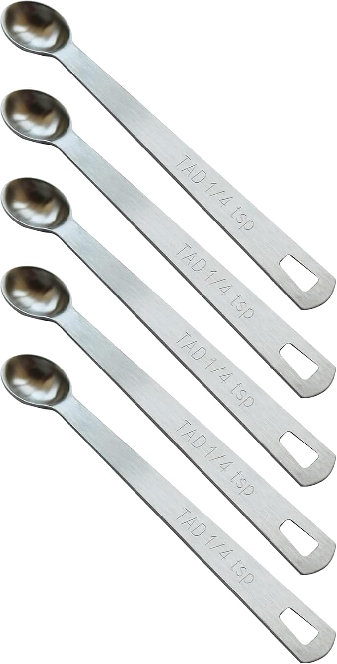 5PCS 1/4 Teaspoon Single Tiny Measuring Spoon, Small Individual Stainless Steel by BERYLER