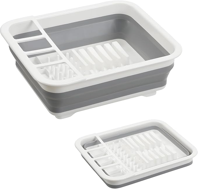 Collapsible Dish Drying Rack, Foldable Dinnerware Drainer Organizer by Craftend
