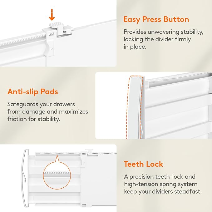 Lifewit 5" Tall 4 Pack Drawer Dividers, 30-47cm/11.5-18.5" Expandable Drawer - Image 6