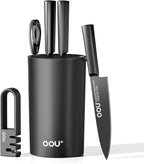 OOU Knife Set with Block and Sharpener, Dishwasher Safe Knife Set by OOU