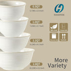 Hasense Porcelain Mixing Bowls, 2.8/2.1/1.0/0.5 Qt, Handmade Large Salad - Image 2