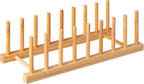 HBlife Bamboo Dish Plate Bowl Cup Book Pot Lid Cutting Board Drying Rack Stand - Image 7