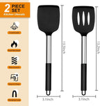 E-far Silicone Spatula Set of 2, Solid & Slotted Turner - Image 2