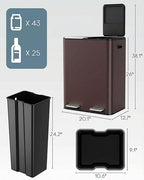 ComfyCorner 16 Gal Dual Trash Can, Stainless Steel Kitchen Garbage Bin - Image 2