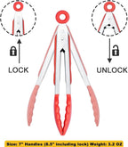 HINMAY 7-Inch Mini Silicone Tongs Small Serving Tongs - Image 3