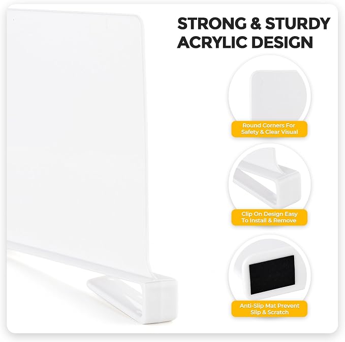 JOY DECOR 6 Pack Acrylic White Shelf Dividers - Image 8