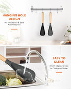 Cooking Spoon for Nonstick Cookwares, Wood Handle Spoon for Mixing, and Scrape - Image 7