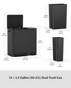Lovewind Double Trash Can Kitchen, 13+5.5 Gallon Stainless Steel Dual Trash and - Image 7