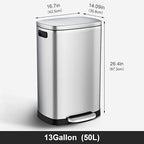 ELPHECO Kitchen Trash Can with Lid Soft Close, 13 Gallon / 50L Stainless Steel - Image 4