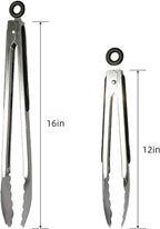 Stainless Steel Grill Tongs Set, Heat Resistant Metal Food Tongs - Image 2
