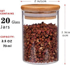 20 Pcs Glass Spice Jars with Airtight Bamboo Lids, Labels and Pen, 2.5oz Mini - Image 6