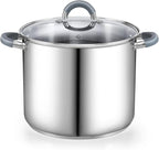 Cook N Home Stockpot with Lid, 8-Quart Basic Stainless Steel Pasta Cooking Soup by CookNHome