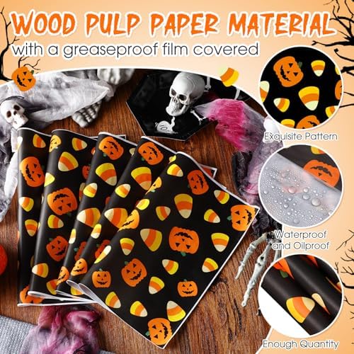 Marspark 100 Sheet Halloween Wax Paper Pumpkin Food Wrapping 11.4 x 11 Inch - Image 4