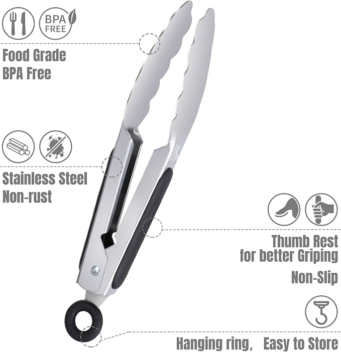 Hotec Mini Stainless Steel Kitchen Tongs - Image 4