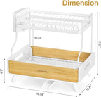 Urackify 2-Tier Dish Drying Rack, Large Stainless Steel & Bamboo Dish Rack - Image 8