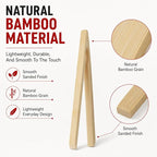 HIC Kitchen Toast Tongs, Natural Bamboo, 6.5-Inches - Image 6