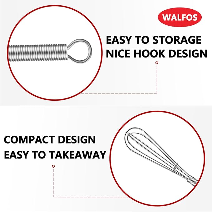 Walfos Mini Whisks, Small Whisk Bulk 304 Stainless Steel 6 Pieces, 5 Inch Tiny - Image 3