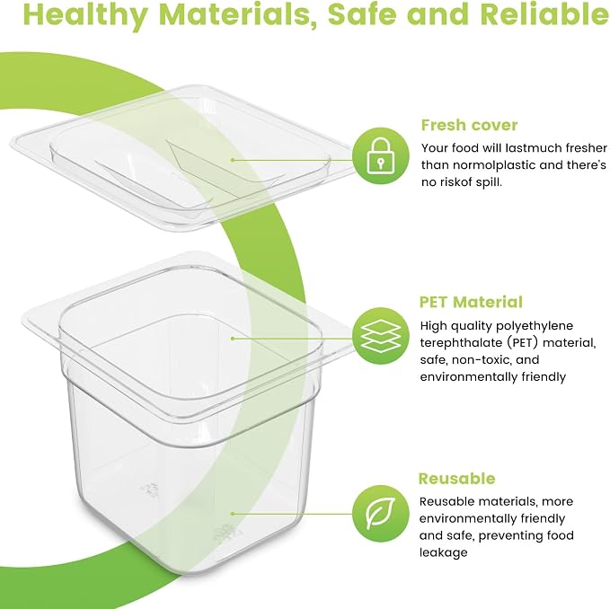 Plastic Clear Food Pan 1/6 Size Stackable Polycarbonate Pan - Image 3