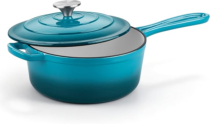 Homikit 3 Quart Saucepan with Lid, Enameled Cast Iron Saucepan by Homikit
