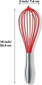 OYV 10-Inch Red Silicone Whisk, Heat Resistant 480°F Kitchen Whisk - Image 7