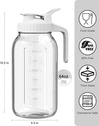 64oz Glass Pitcher, 2 Quart Mason Jar Pitcher - Image 2