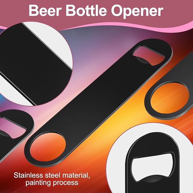 WEGAZ-15 Pack 7inch Black Stainless Steel Flat Beer Bottle Opener, Stainless - Image 7
