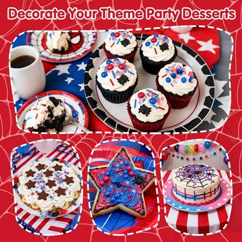Edible Spider Sprinkles,Black Spider,Hero Sprinkle,Spiderman Sprinkle for Cake,Red Blue Pearls Jimmies and Sanding Sugar Crystals for Desserts Decorating,130g,Cupcakes Cookie Donuts Ice Cream Decorations,Themed Toppers,Birthday,Children's Party Supplies - Image 5