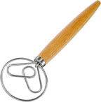 Danish Dough Whisk Dutch Bread Mixer Stainless Steel Hook Wooden Handle Baking by ANMIOUHOME