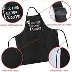 Rosoz Funny Black Chef Aprons for Men Adjustable BBQ Grill Kitchen Cooking - Image 3