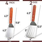 Pumtus 4 Pack Stainless Steel Spatula Set, 2 Sizes Metal Spatulas - Image 2