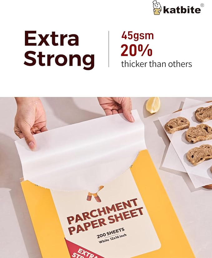 Katbite 200PCS 12x16 In Heavy Duty Flat Parchment Paper, Parchment Paper Sheets - Image 3