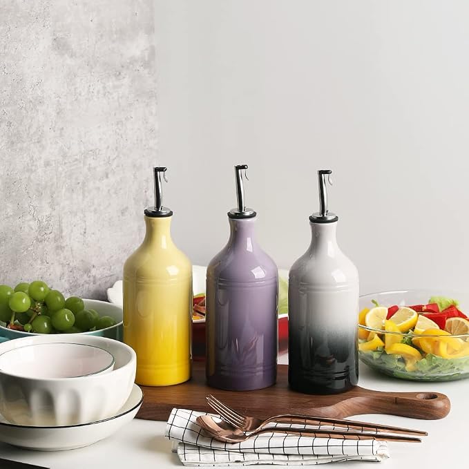Sweejar Ceramic Olive Oil Dispenser Bottle, Opaque Oil Cruet Protects to Reduce - Image 5