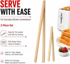HIC Kitchen Kitchen Toast Tong Set, Natural Bamboo, 6.5 and 12-Inch, 2-Piece Set - Image 5
