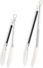 TeamFar Kitchen Tongs, Heat Resistant Silicone Tongs, Locking Design & by TeamFar