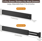 DUCOO 4 PCS Drawer Divider, Expandable Separators - Image 2