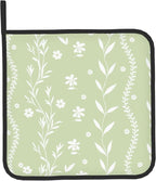 Sage Green Oven Mitt Pot Holder Set Floral BBQ Cooking Gloves Farmhouse - Image 9