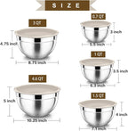 P&P CHEF Mixing Bowls with Airtight Lids Set of 5, 10-Piece Stainless Steel - Image 4