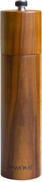 Wooden Salt and Pepper Grinder, 8 Inch Manual Salt and Pepper Mill, Adjustable by YVAKE