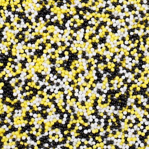 White Black Yellow Nonpareils Sprinkles - 4.6oz Edible 2mm Pearl Sprinkles by LittleStar