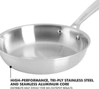 Babish 8 Inch Stainless Steel Triply Professional Grade Fry Pan - Image 2