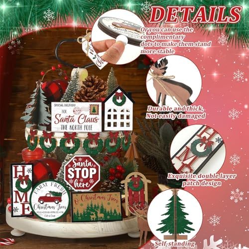 Funnymoom 17 Pcs Christmas Tiered Tray Decor Winter Tiered Tray Decor Set - Image 3