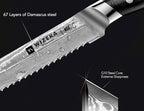 WIZEKA 10 inch Damascus Serrated Bread Knife - Image 3