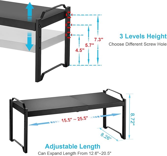25.5 Inches 3 Pack Expandable Cabinet Shelves, Stackable Shelf Organizer - Image 2