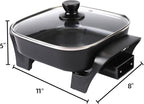 8" Electric Skillet with PFAS-Free Non-Stick Ceramic Coating, Removable - Image 2
