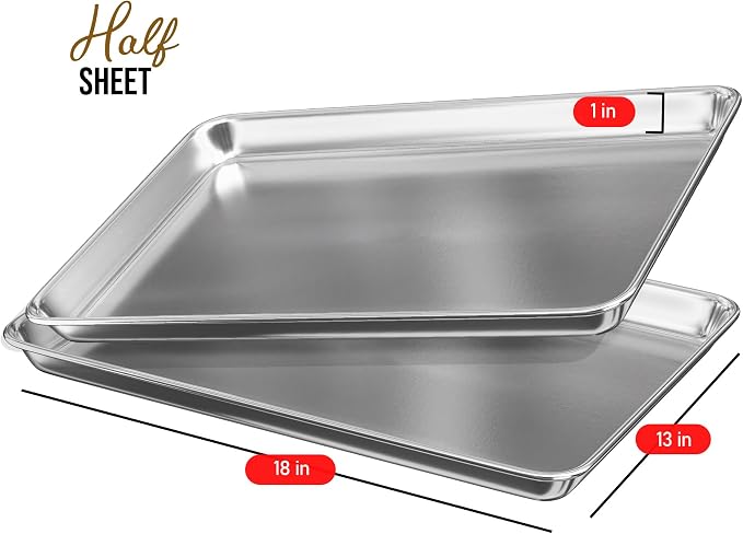 Eatex Aluminum Baking Sheet Set, 4 Pack Cookie Sheet Set, 18” x 13” Steel - Image 2