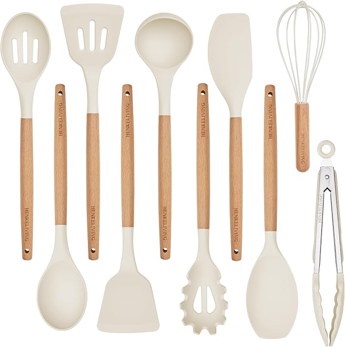 Silicone 10 Pcs Kitchen Cooking Utensils Set, Recycled Materials Certification by Unknown