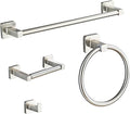 Brushed Nickel Bathroom Hardware Set 4 Pieces, Towel Bar Set Stainless Steel by bluebyrne